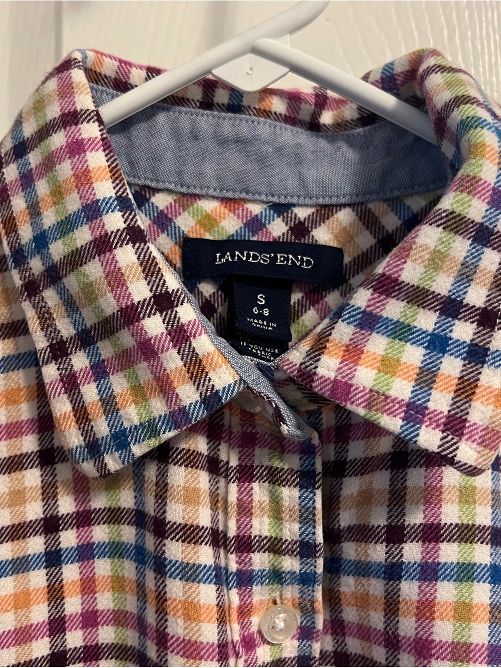 Lands' End Women's Multicolor Plaid Button-Down Shirt - Small
